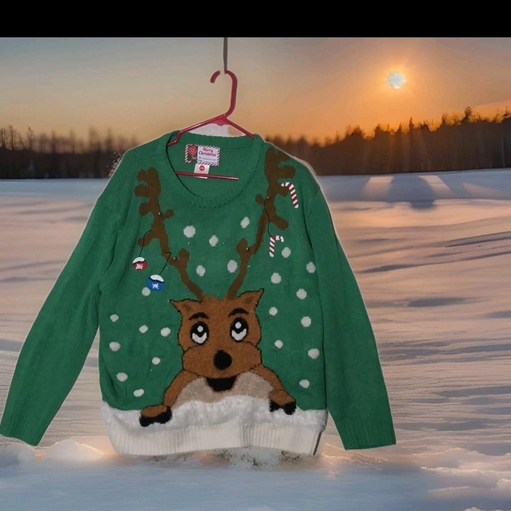 Green Reindeer Sweater